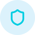 Blue shield icon on a white background, representing a security system icon