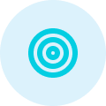 Blue circle with a white center, which is the logo of the company's new logo